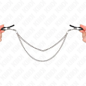 Kink Nippelklemmen mit zwei Ketten Silber