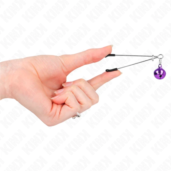Kink belnippelklemmen met ketting, paars