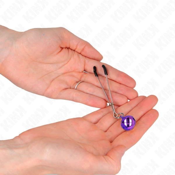 Kink belnippelklemmen met ketting, paars