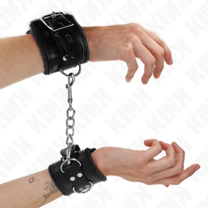 Kink Fur-Lined Wrist Cuffs with Belt Black