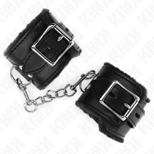 Kink Met bont gevoerde polsboeien met riem Zwart Kink Met bont gevoerde polsboeien met riem Zwart - Afbeelding 4