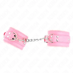 Kink Fur-Lined Wrist Cuffs with Belt Pink