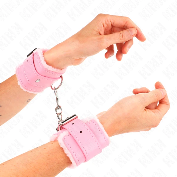 Kink Bontgevoerde Polsboeien met Riem Roze