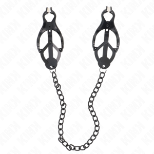 Kink Japanse Klaverblad-nippelklemmen met ketting zwart Kink Japanse Klaverblad-nippelklemmen met ketting zwart - Afbeelding 1