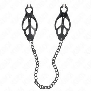 Kink Japanische Kleeblatt-Nippelklammern mit Kette schwarz