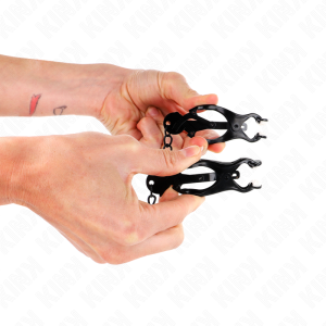 Kink Japanse Klaverblad-nippelklemmen met ketting zwart Kink Japanse Klaverblad-nippelklemmen met ketting zwart - Afbeelding 3