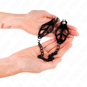 Kink Japanse Klaverblad-nippelklemmen met ketting zwart Kink Japanse Klaverblad-nippelklemmen met ketting zwart - Afbeelding 4