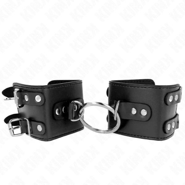 Kink Vaste handboeien met ring en klinknagels, verstelbaar, zwart Kink Vaste handboeien met ring en klinknagels, verstelbaar, zwart