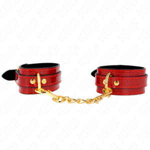 Kink Handgelenkmanschetten rot verstellbar mit Goldkette Kink Handgelenkmanschetten rot verstellbar mit Goldkette – Bild 2