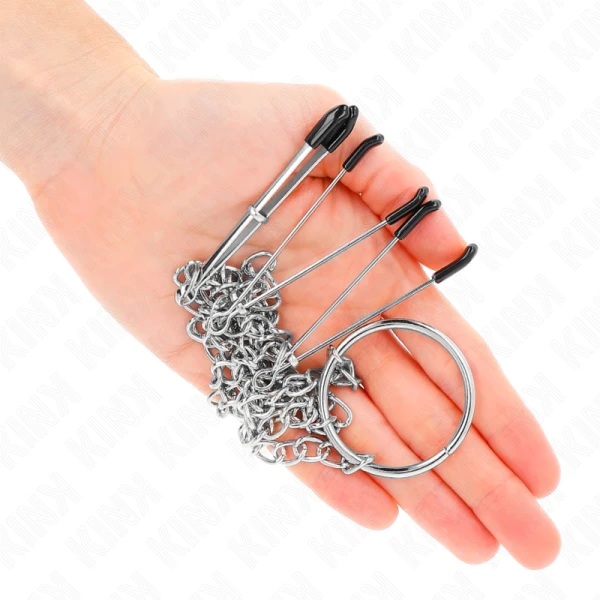Kink driedubbele tepel- en clitklemmen met ketting