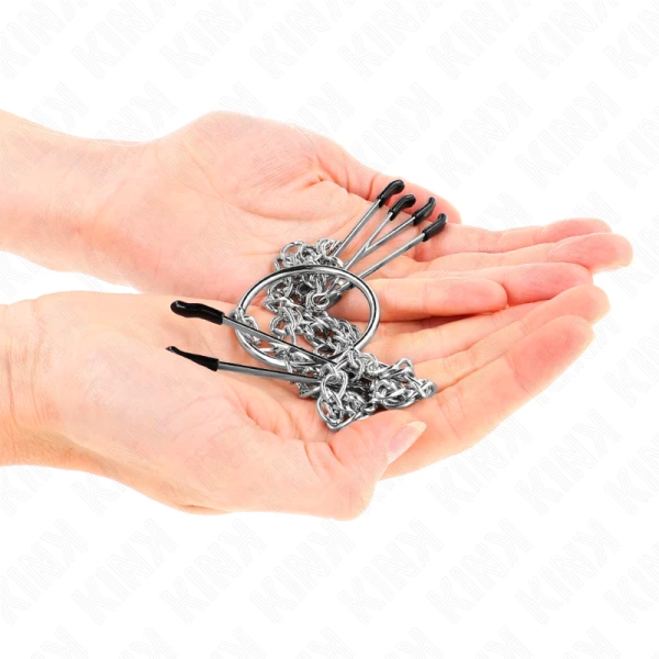 Kink driedubbele tepel- en clitklemmen met ketting