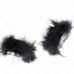 Kink Federhandboeien met gouden ketting voor bondage Kink Federhandboeien met gouden ketting voor bondage - Afbeelding 4