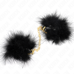 Kink Federhandboeien met gouden ketting voor bondage Kink Federhandboeien met gouden ketting voor bondage - Afbeelding 2