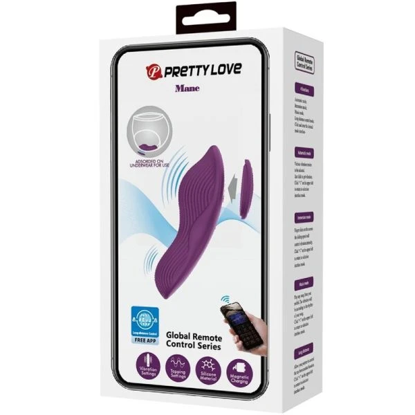 Pretty Love Mane LAY On Clitoris Massager met 10 trillingen en afstandsbediening Paars