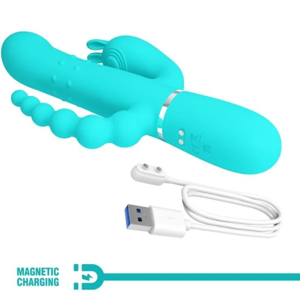 Pretty Love Cammy 4 IN 1 Multifunktions-Rabbit-Vibrator met Clitorisstimulator, Blauw Pretty Love Cammy 4 IN 1 Multifunktions-Rabbit-Vibrator met Clitorisstimulator, Blauw