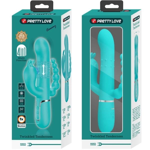 Pretty Love Cammy 4 IN 1 Multifunktions-Rabbit-Vibrator met Clitorisstimulator, Blauw Pretty Love Cammy 4 IN 1 Multifunktions-Rabbit-Vibrator met Clitorisstimulator, Blauw