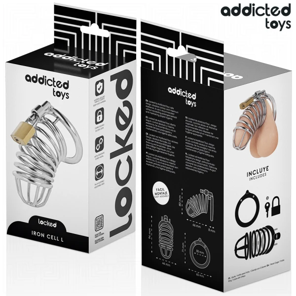 Addicted Toys Locked - Iron Cell Metalen Peniskooi Maat L