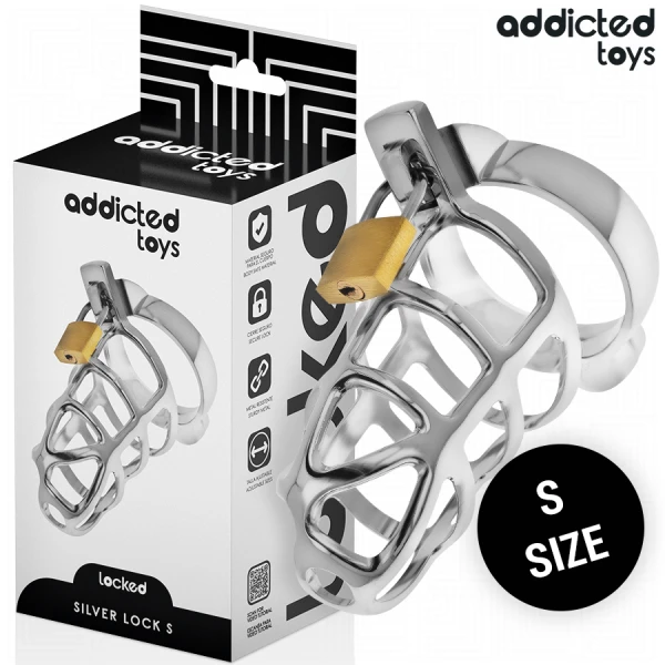 Addicted Toys Peniskäfig Locked aus Metall, Größe S silber