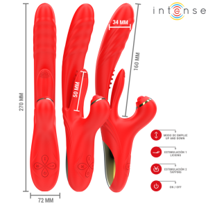Intense Drievoudige Vibrator Rosalia 3 in 1 met Stoot-, Oscillatie- en Pulsatiemodi rood Intense Drievoudige Vibrator Rosalia 3 in 1 met Stoot-, Oscillatie- en Pulsatiemodi rood - Afbeelding 3
