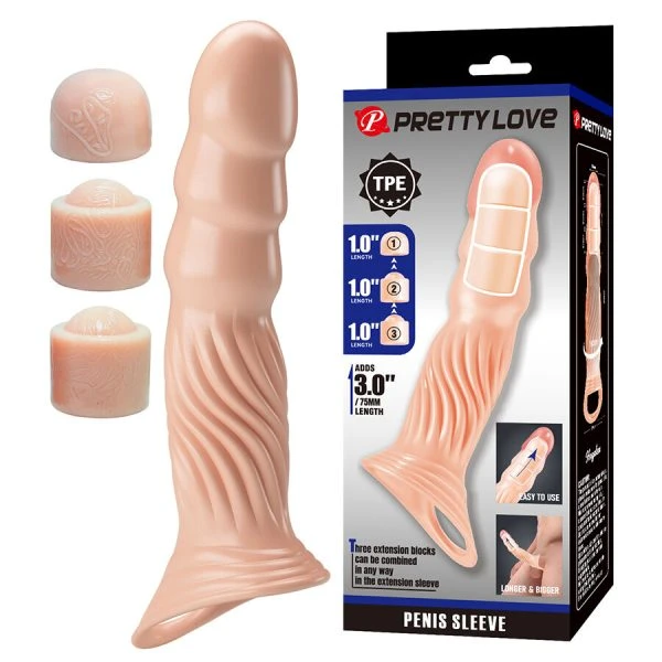 Pretty Love Gestructureerde Penisomhulsel met Verlengingen & Balzakriem Pretty Love Gestructureerde Penisomhulsel met Verlengingen & Balzakriem