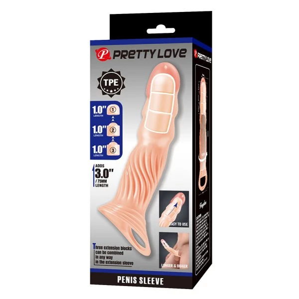 Pretty Love Gestructureerde Penisomhulsel met Verlengingen & Balzakriem Pretty Love Gestructureerde Penisomhulsel met Verlengingen & Balzakriem