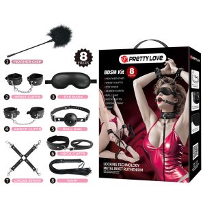 Pretty Love 8-delig BDSM-set Zwart voor bind- en zintuigspelletjes Pretty Love 8-delig BDSM-set Zwart voor bind- en zintuigspelletjes - Afbeelding 2