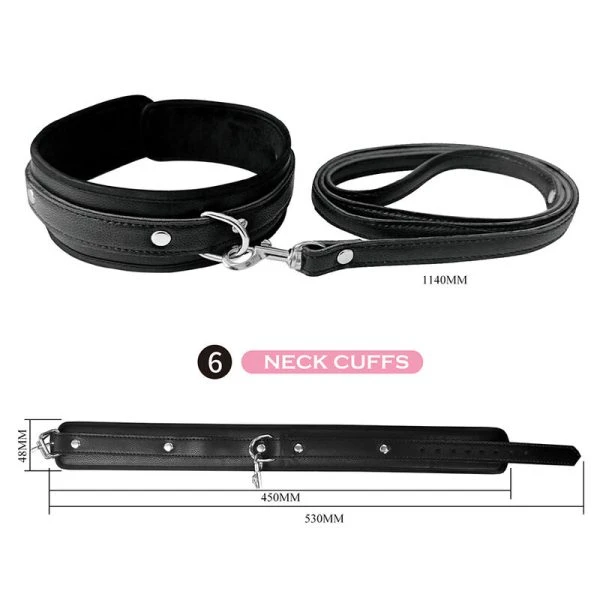 Pretty Love 8-delig BDSM-set Zwart voor bind- en zintuigspelletjes