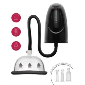 She.E.O Automatische Vacuümpomp voor Vagina en Clitoris met drie opzetstukken Zwart