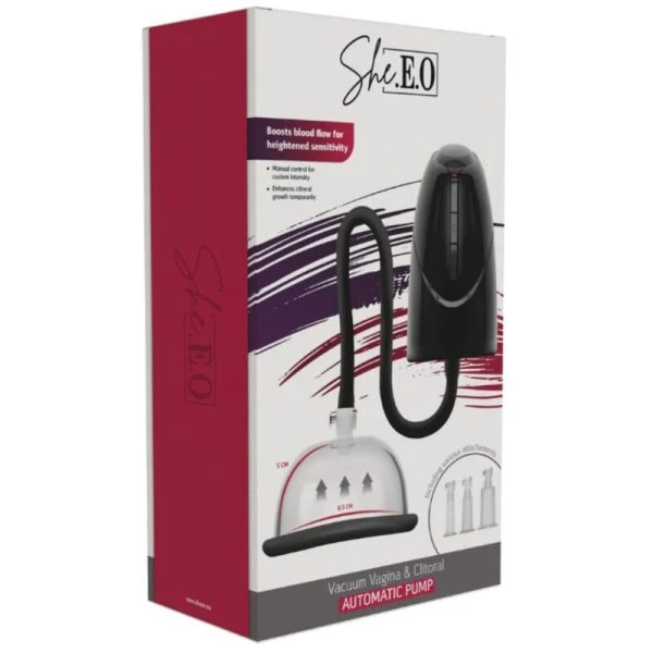 She.E.O Automatische Vacuümpomp voor Vagina en Clitoris met drie opzetstukken Zwart She.E.O Automatische Vacuümpomp voor Vagina en Clitoris met drie opzetstukken Zwart