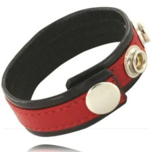 Leather Body Penisgurt van leer verstelbaar rood-zwart