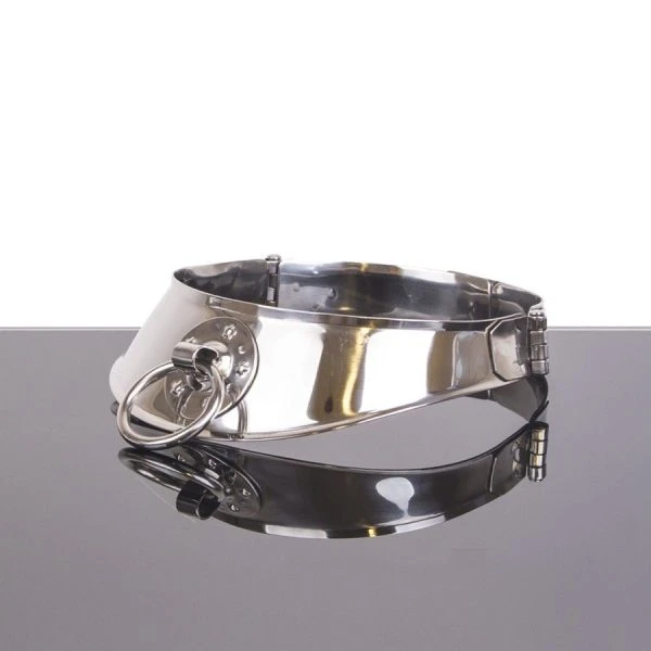 Metal Hard Terughoudingshalsband met ring van roestvrij staal