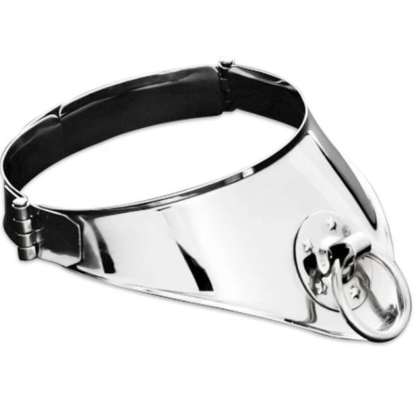 Metal Hard Vaste Halsband met Ring en Hangslot 12,5 cm