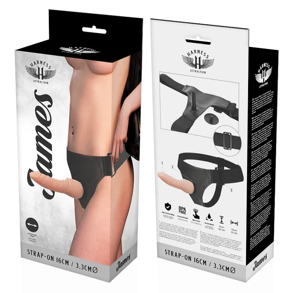 Harness Attraction Strap-On-Harnas met realistische penis in 16 x 3,3 cm