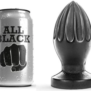 All Black Analplug mit Rillen 12 x 5 cm