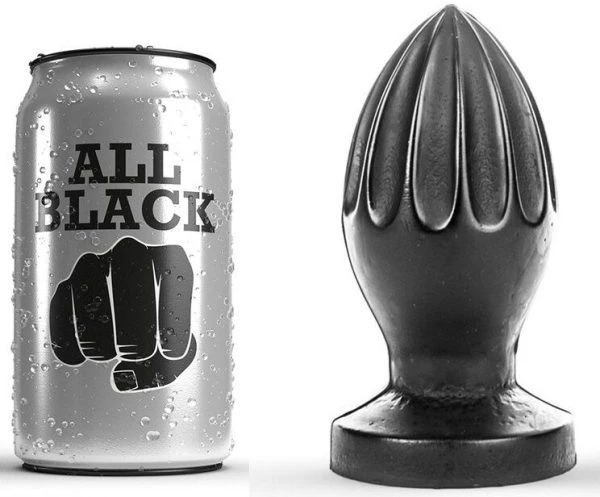 All Black Anale plug met ribbels 12 x 5 cm