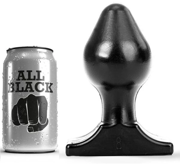 All Black Anale plug met flexibele kop 16 x 8 cm