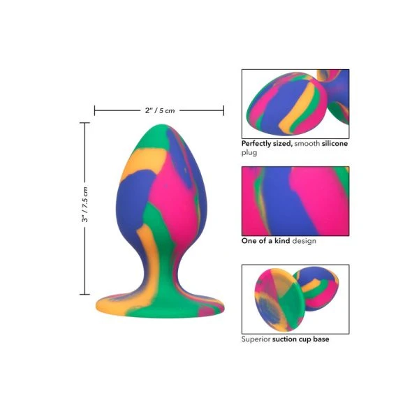 Calexotics Cheeky Medium Tie-dye Plug Anal-siliconen plug met zuignap Calexotics Cheeky Medium Tie-dye Plug Anal-siliconen plug met zuignap