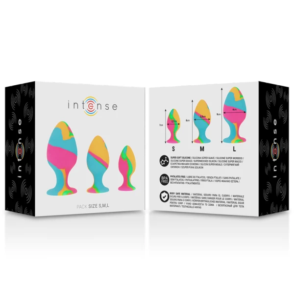 Intense anaalplugset van siliconen met batikdesign, 3 maten