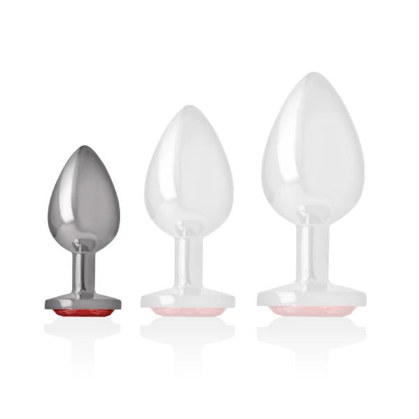 Intense anale plug van metaal met rode kristal, maat S