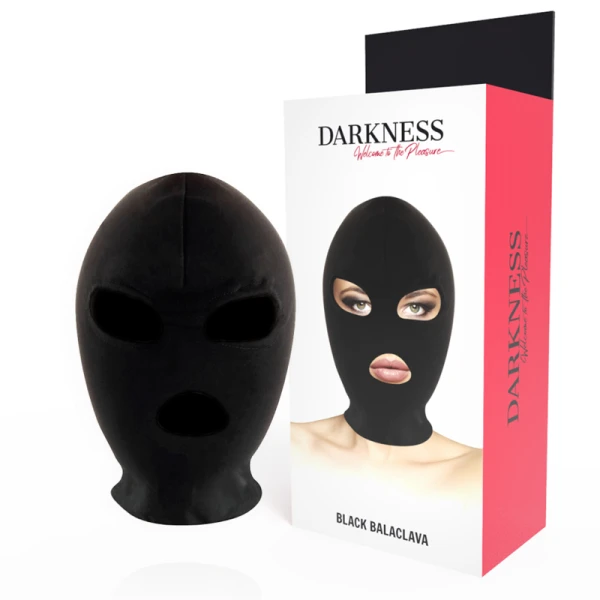 Darkness BDSM-submissiemasker met mond- en oogopening, zwart