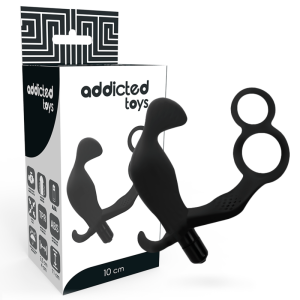 Addicted Toys Anaalplug met dubbele penisring en balring, zwart Addicted Toys Anaalplug met dubbele penisring en balring, zwart - Afbeelding 1