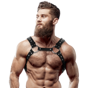 Fetish Submissive Borstharnas van Ecoleer met Studs voor Heren Fetish Submissive Borstharnas van Ecoleer met Studs voor Heren - Afbeelding 1
