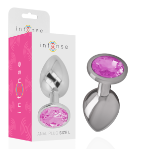 Intense anaalplug van metaal met roze kristal, maat L Intense anaalplug van metaal met roze kristal, maat L - Afbeelding 1
