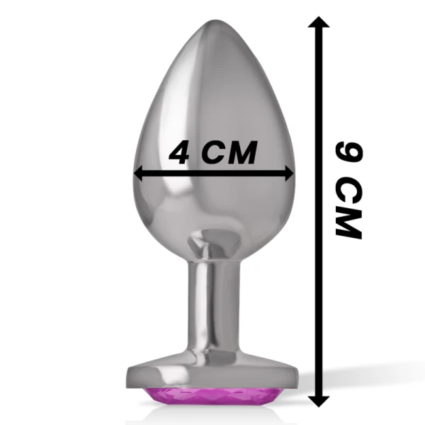 Intense anaalplug van metaal met roze kristal, maat L