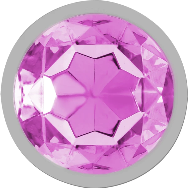 Intense anaalplug van metaal met roze kristal, maat L