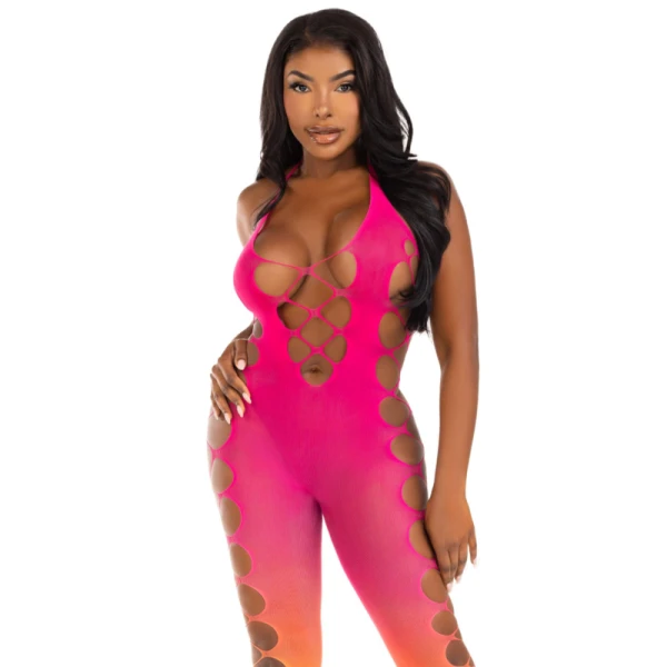 Leg Avenue Voetloze Bodystocking Sunset Ombre met Uitsnijdingen
