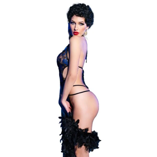 Chilirose CR 4479 Bodysuit met kruisvrij in Blauw S/M