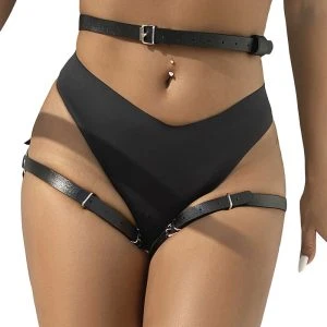 Subblime Leder-Taille-und-Bein-Harness Schwarz One Size