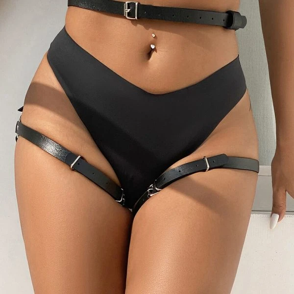 Subblime Leren Taille-en-been-harnas Zwart One Size Subblime Leren Taille-en-been-harnas Zwart One Size