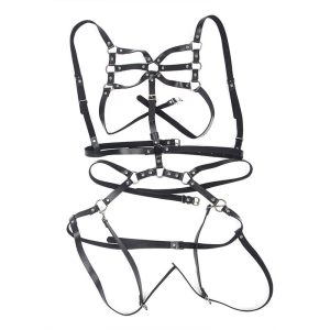 Subblime Körperharness aus Leder mit Kettendetails, schwarz – Bild 4